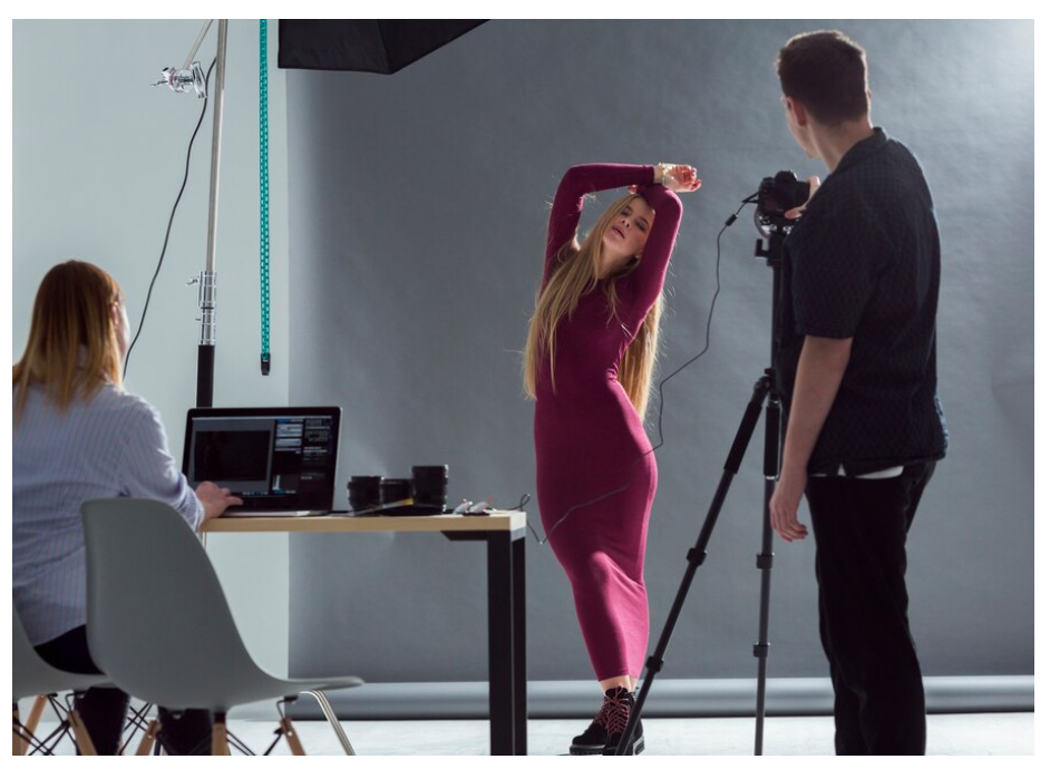 A model striking a pose in a studio 