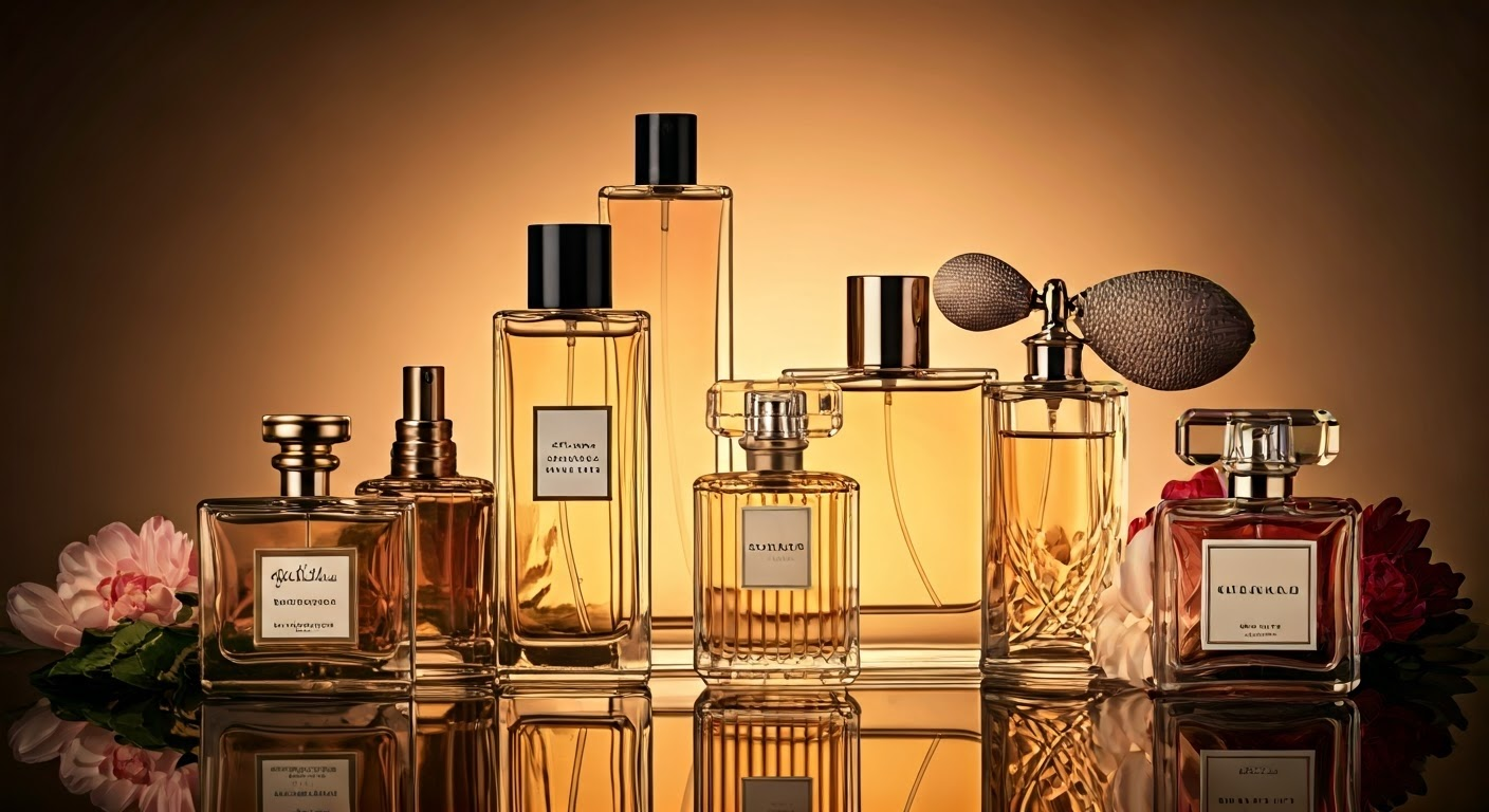 Elegant display of perfume bottles