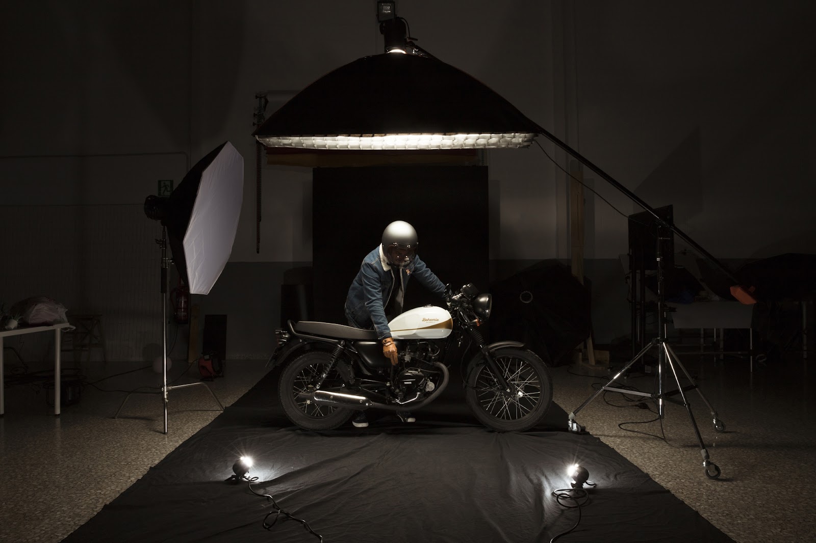 Studio setup for motorbike photography