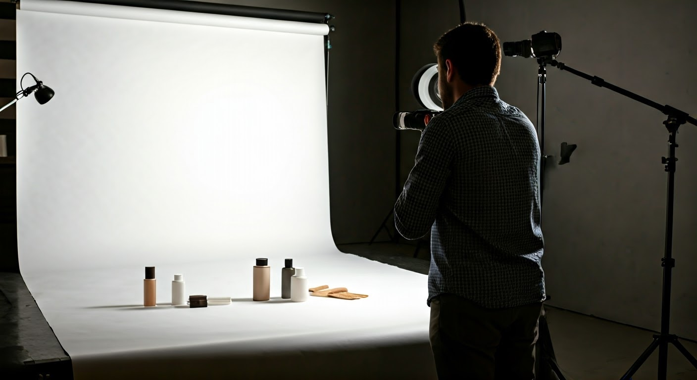 Setting up product photography shoot