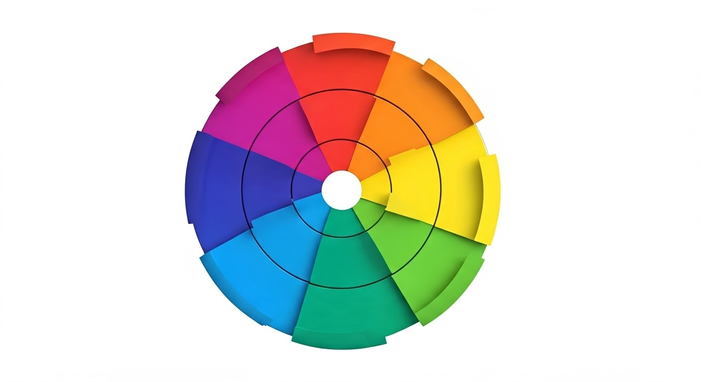 Color wheel showing color theory