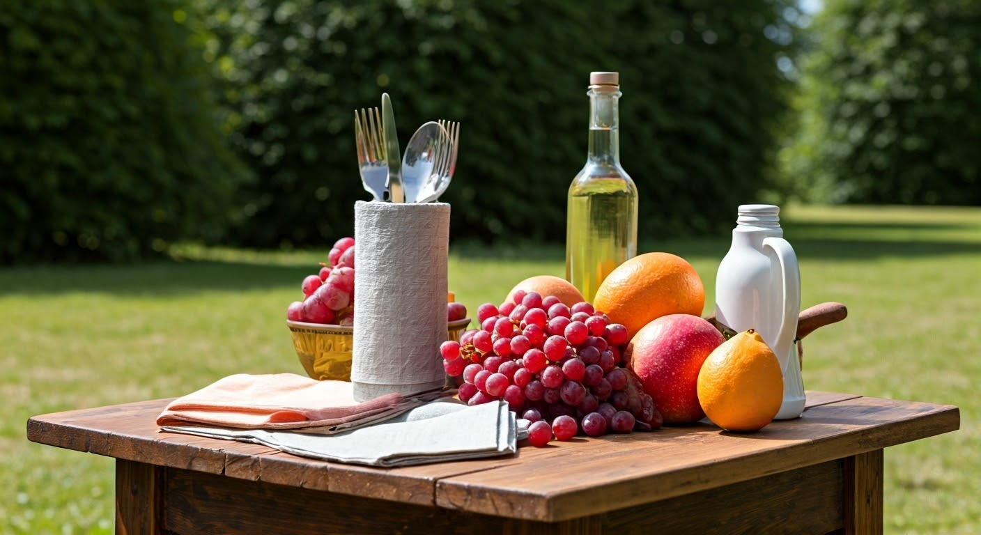 Colorful food styling outdoors