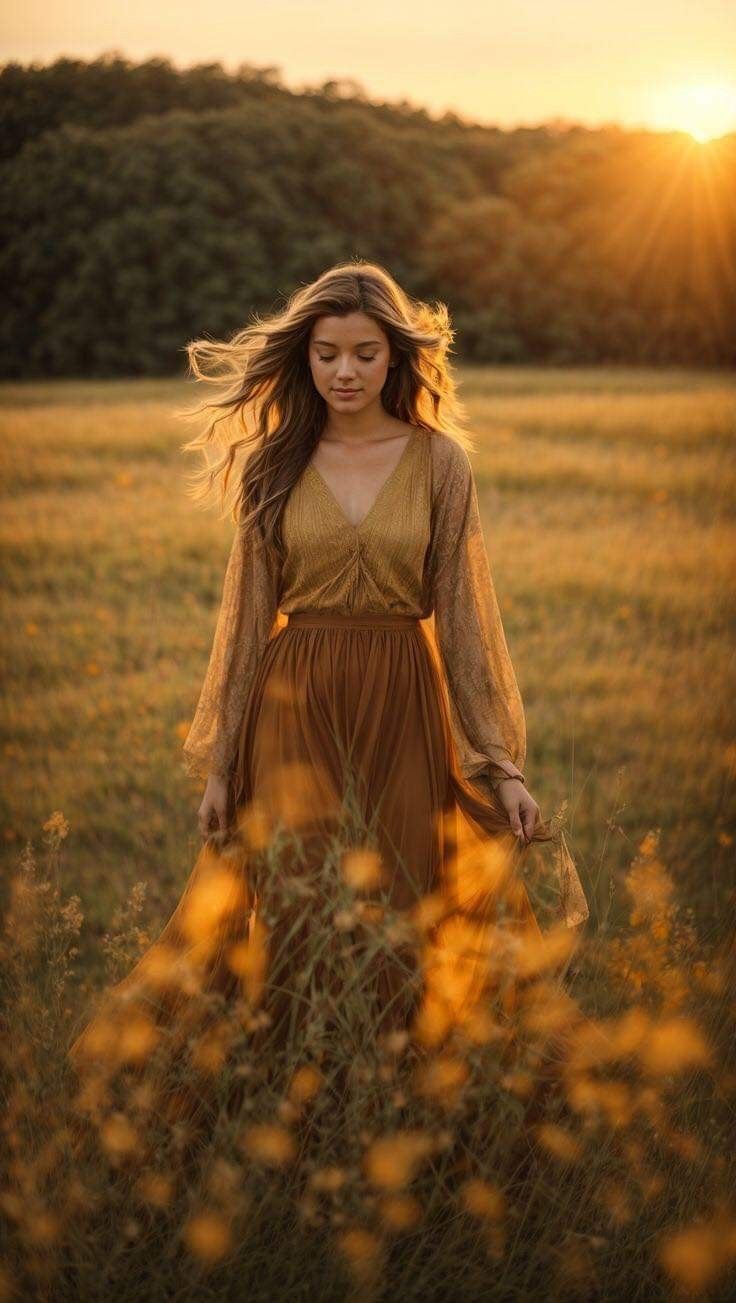 Model posing in wilderness 