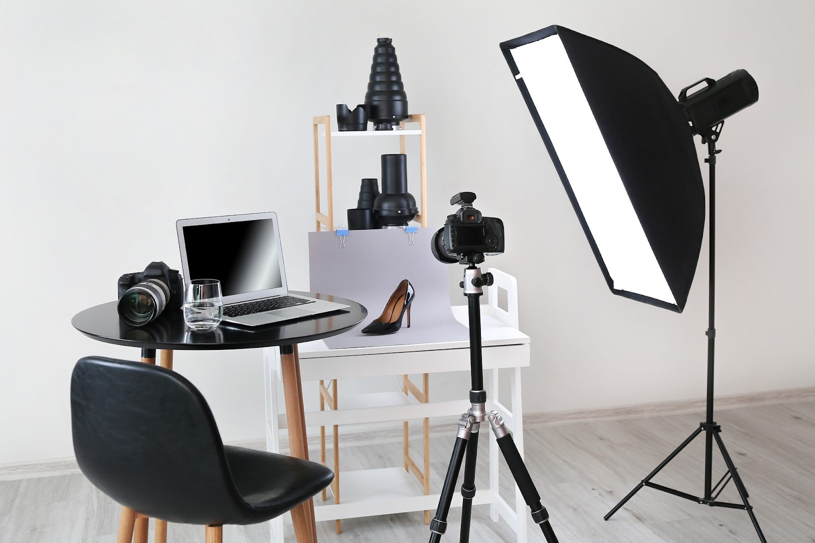 Studio setup of a product photoshoot