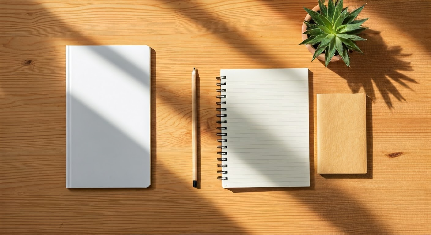 Flat lay image of stationery products