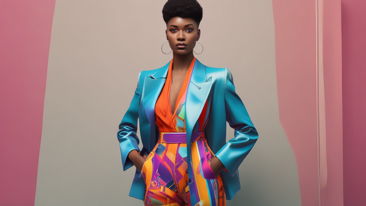 Fashion model showcasing vibrant outfit