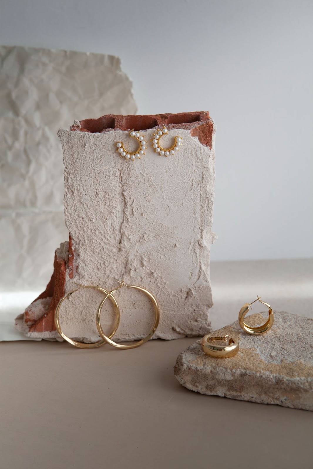 Earrings styled for photography