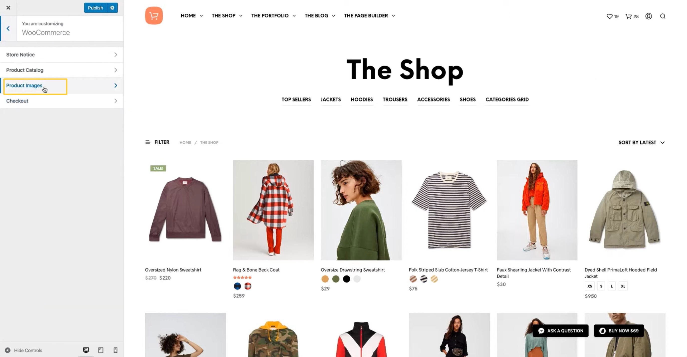 Product images option under WooCommerce